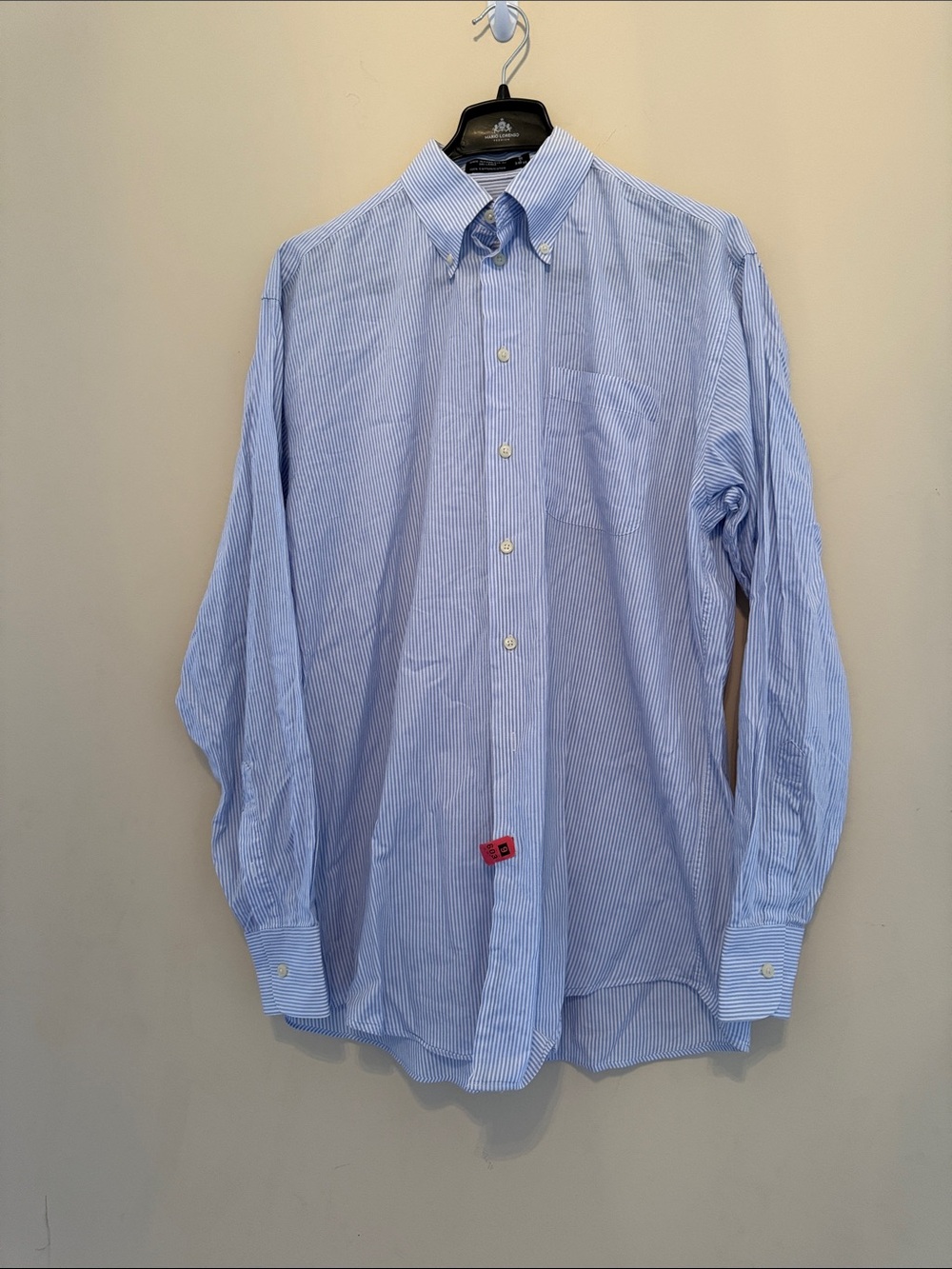 Nautica Light Blue & White Thin Stripe Button-Down Dress Shirt Size 16